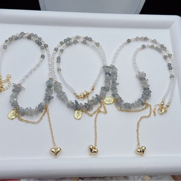 X666 Handmade Freshwater Pearl Labradorite Clear Quartz Necklace - Picture 1 of 9